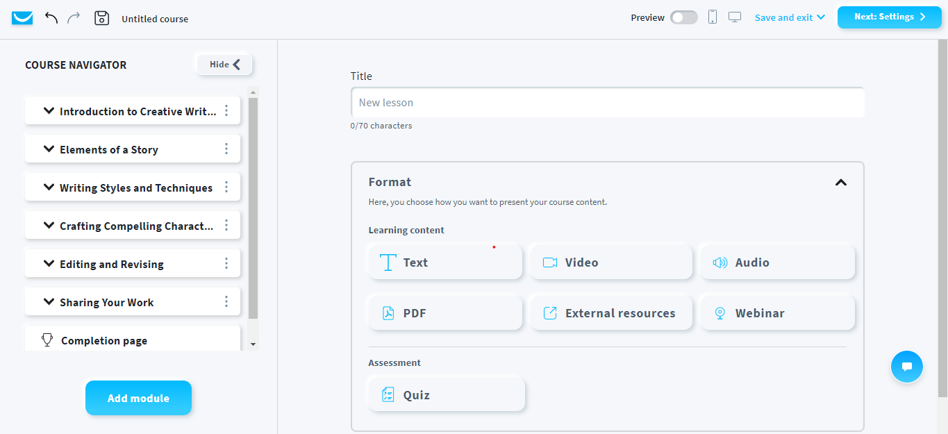 GetResponse's course builer